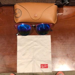 Burgundy ray, bans, blue lens